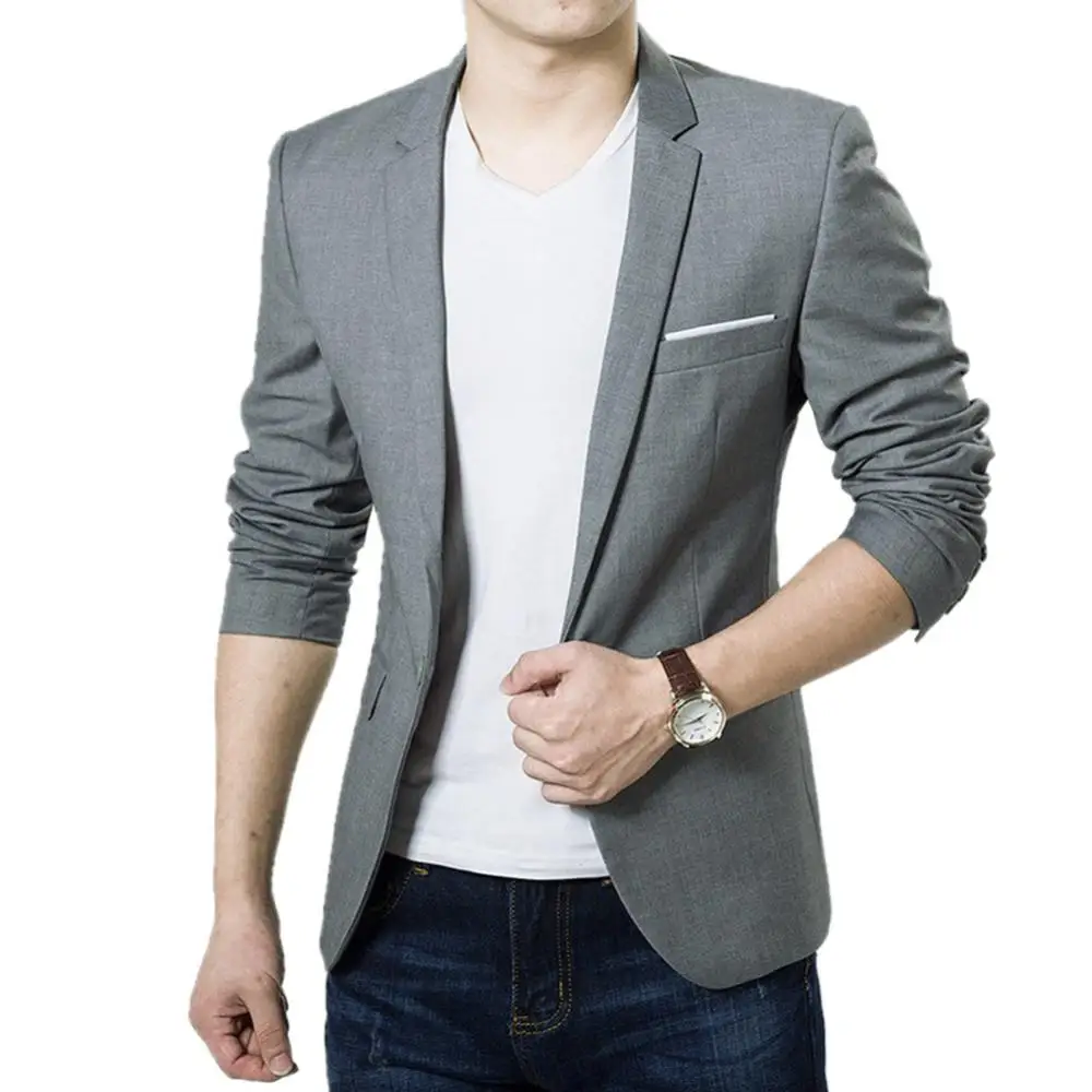 Men's Slim Formal Business Suit Coat One Button Lapel Long Sleeve Pockets Top Coat Work Formal Evening Dinner Wedding