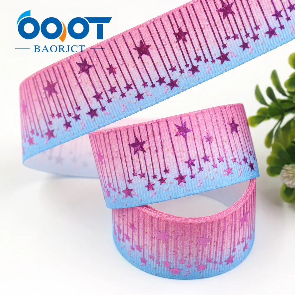 I-19729-1713, 1 ''25 мм Звезда Лазерная напечатанная grosgrain лента, 10yds DIY бант для волос свадебный фестиваль украшения для вечеринки, дня рождения