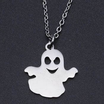 

Halloween Ghost Stainless Steel Charm Necklace for Women Dainty Steel Necklaces Accept OEM Order Wholesale Dropshipping