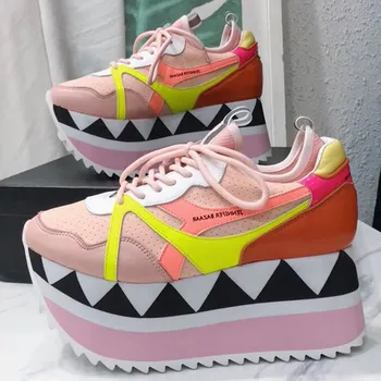 

Prova Perfetto Pink New Arrival Women Sneakers Genuine Leather Platform Pink Casual Shoes Female Thick Bottom Star Style Sneaker