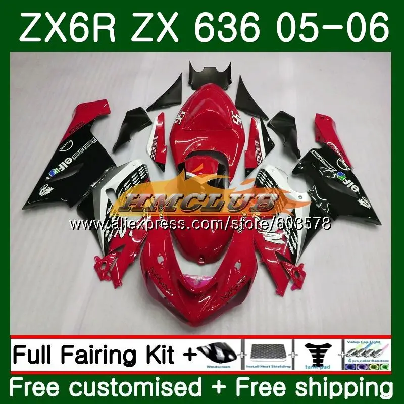 Средства ухода за кожей для KAWASAKI NINJA ZX-636 ZX 6R 600CC ZX636 2005 2006 33CL. 190 ZX6R 05 06 ZX600 ZX 636 6 R ZX-6R 05 06 Горячий красный blk обтекателя