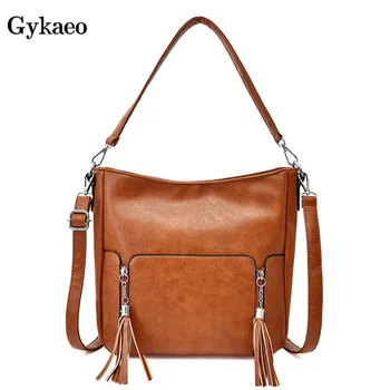 

Gykaeo Luxury Handbags Women Bags Designer Retro Tassel Bucket Shoulder Bag Ladies Street Casual Messenger Bags Bolsa Feminina