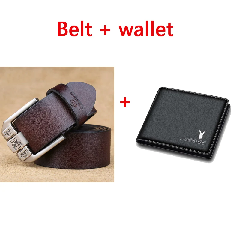 Cinturón de piel de moda para hombre, Cinturón de piel de moda, hebilla де alfiler, vaqueros de negocios в ретро-стиле - Цвет: F wallet with belt
