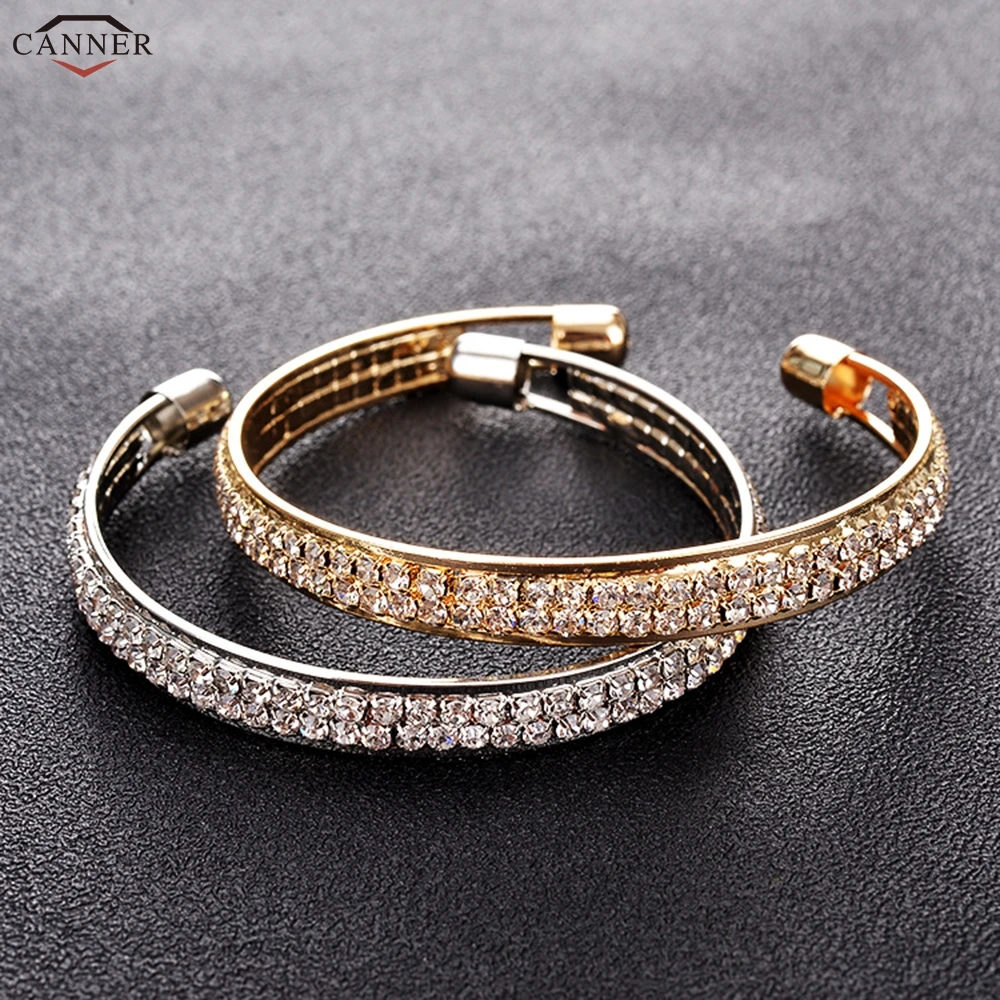 Женский браслет с кубическим цирконием CANNER золотой серебряный цвет открытые