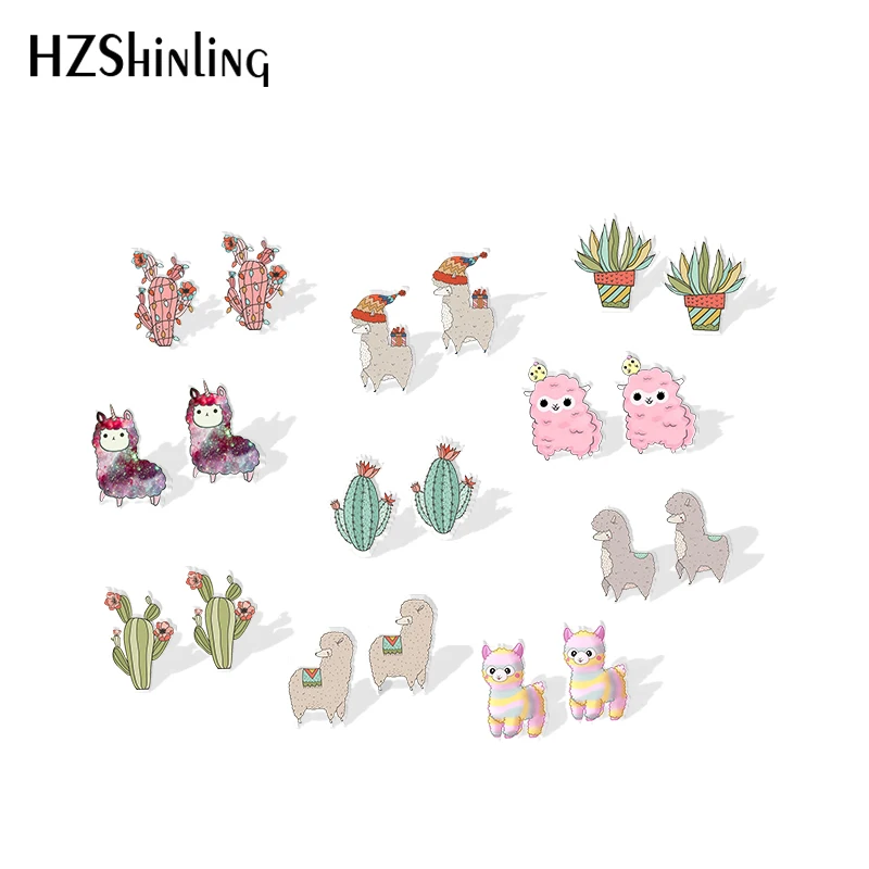

2019 New Funny Alpaca Acrylic Earrings Lovely Alpaca Shrink Dinks Earrings Epoxy Silver Earring