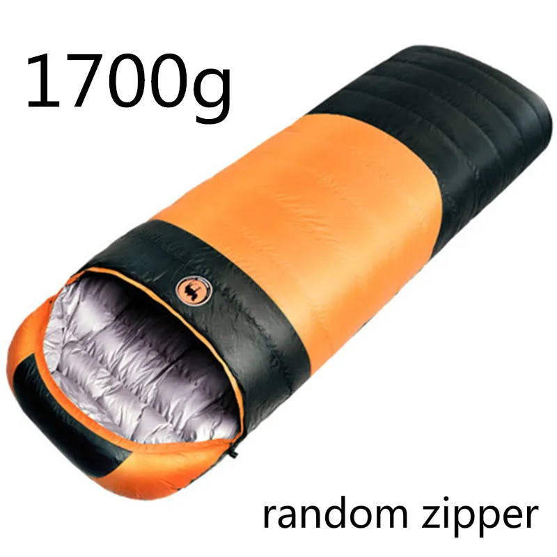 1.5 кг/1.7 кг Ультралегкий спальный мешок конверт сделан из белого утиного пуха, удобный спальный мешок в размере 210*80 см - Цвет: L Orange random