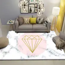Коврик для спальни в скандинавском стиле с алмазным мрамором, Противоскользящий коврик для дивана, пола, мягкий фланелевый ковер для гостиной, домашний декор