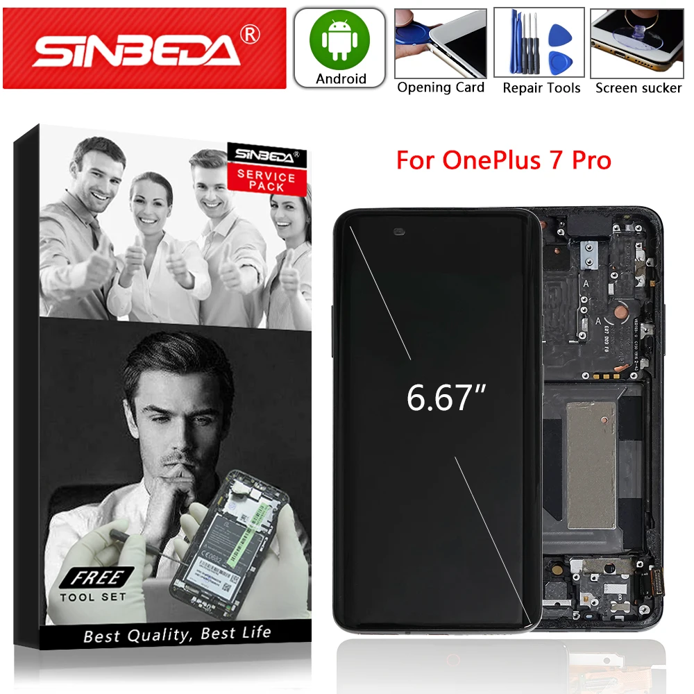 Оригинальный AMOLED 6 67 &quotдля OnePlus 7 Pro ЖК дисплей сенсорный экран дигитайзер сборка