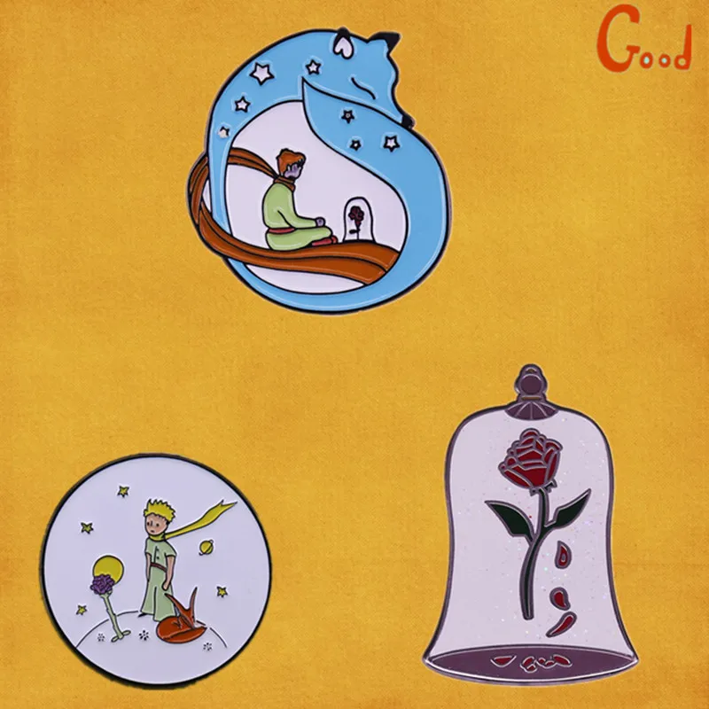 The Little Prince Glass Dome Rose Doom Smalto Pin Baobab France Aviator Avatar De Saint-Exupery Spilla Regalo Distintivo