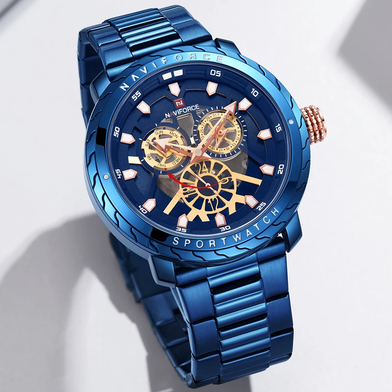 NAVIFORCE мужские часы лучший бренд класса люкс кварцевые мужские водонепроницаемые часы Дата часы мужские спортивные Стальные наручные часы Relogio Masculino