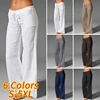 Oversized Wide Leg Pants Autumn Women Vintage Linen Palazzo Fashion Long Trouser Casual Elastic Waist Solid  2