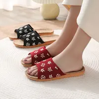 Suihyung-Zapatillas de lino para mujer, zapatos cómodos para el hogar, Sandalias planas informales con cinturón tejido, nuevas