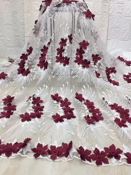 

Hot Sale Sky Blue Lace Fabric Latest Nigeria Mesh Fabric Beads French Tulle Lace Fabric For African Women Party Dress