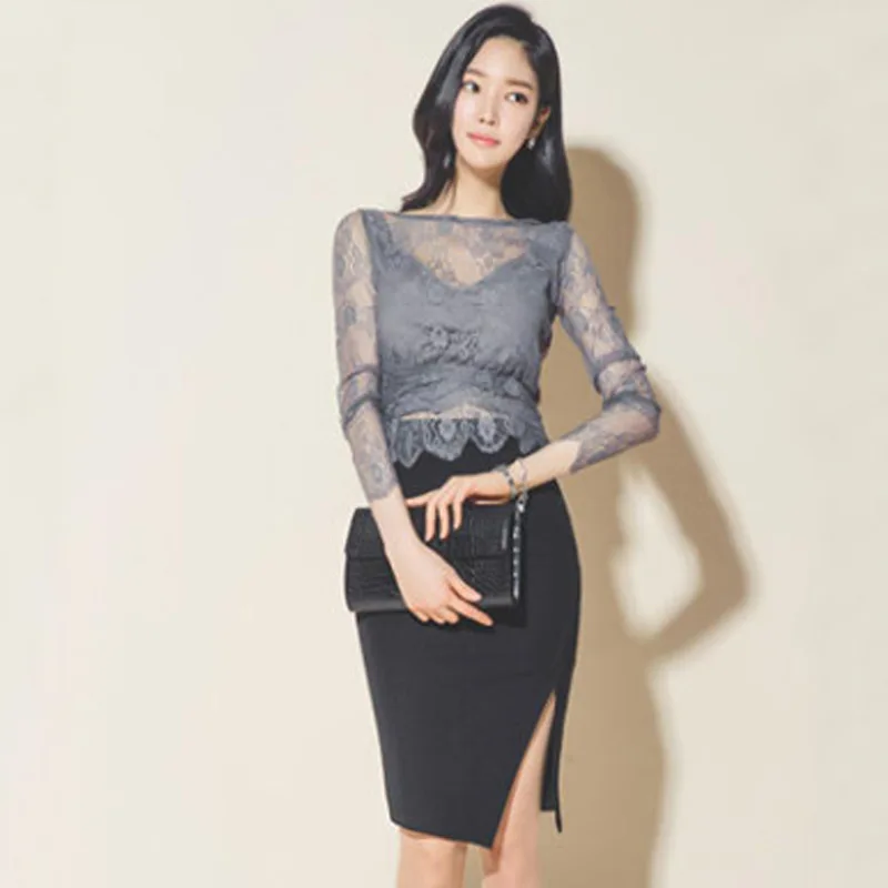 

2016 Summer Wear New Style WOMEN'S Dress-Style Debutante High-waisted Slit-Front Skirt Skirt Female Summer