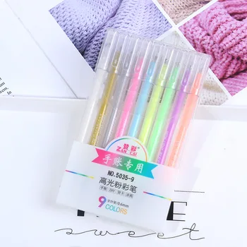 

9 Colors Rainbow Color Gel Pen Set Colorfule Cute Ink Maker Pens DIY Highlighter Marker Pen School Supply Office Supplies