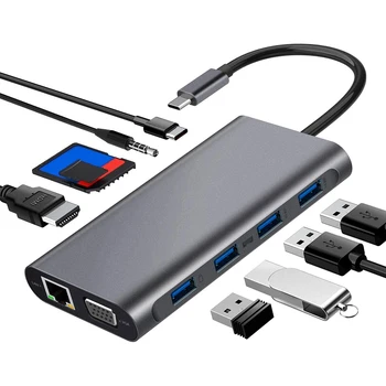 

USB 3.0 Port USB-C Power Delivery 11 in 1 Type-C HUB Converter 4K 1080P HDMI USB2.0 USB3.0 60W PD Fast Charge Dock