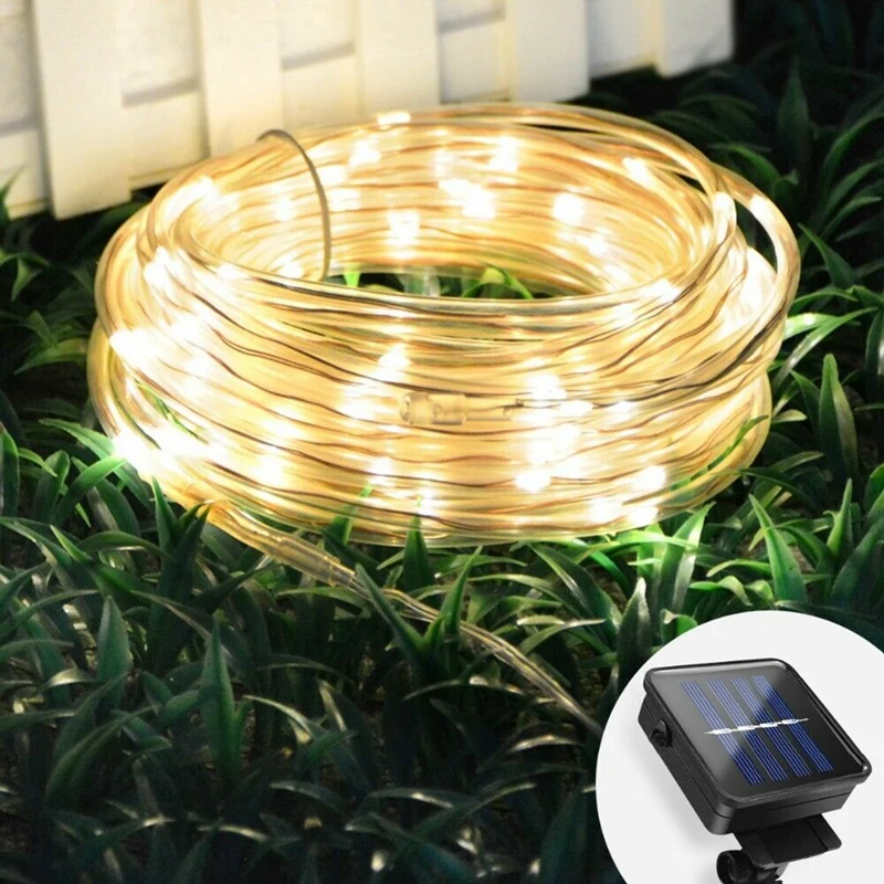Hot XD-100 LEDs Solar String Light Waterproof Rope Tube Lights Outdoor Garden Tree Lamp
