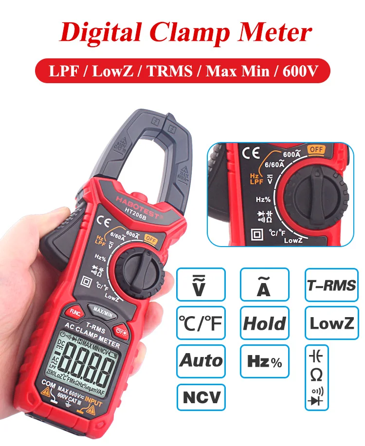 HT206B цифровой клещи true pinza amperimetrica мультиметр зажим