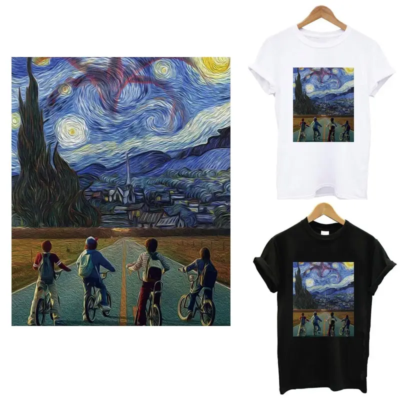 Термоклейкие полоски для одежды The Stranger Van Gogh things сделай сам футболка девочек