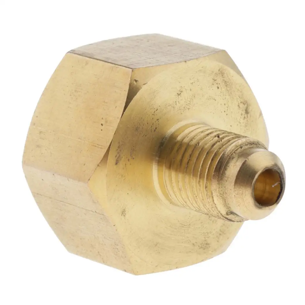 Brass Refrigerant Tank Adapter Vacuum Pump Adapter Fittings W21 to 1/4'' SAE