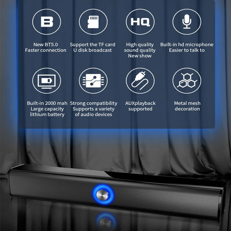 ТВ Колонка Беспроводная Bluetooth портативный музыкальный плеер стерео Бас Звук