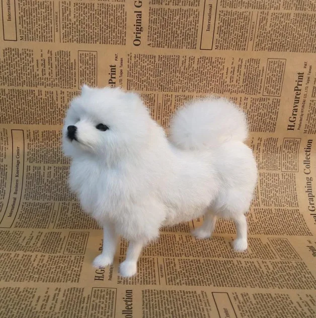 Реалистичный белый Померанский плюшевый Кукла Дети Животные модели игрушек реалистичные белые собаки домашний декор моделирование собака Рождественский подарок