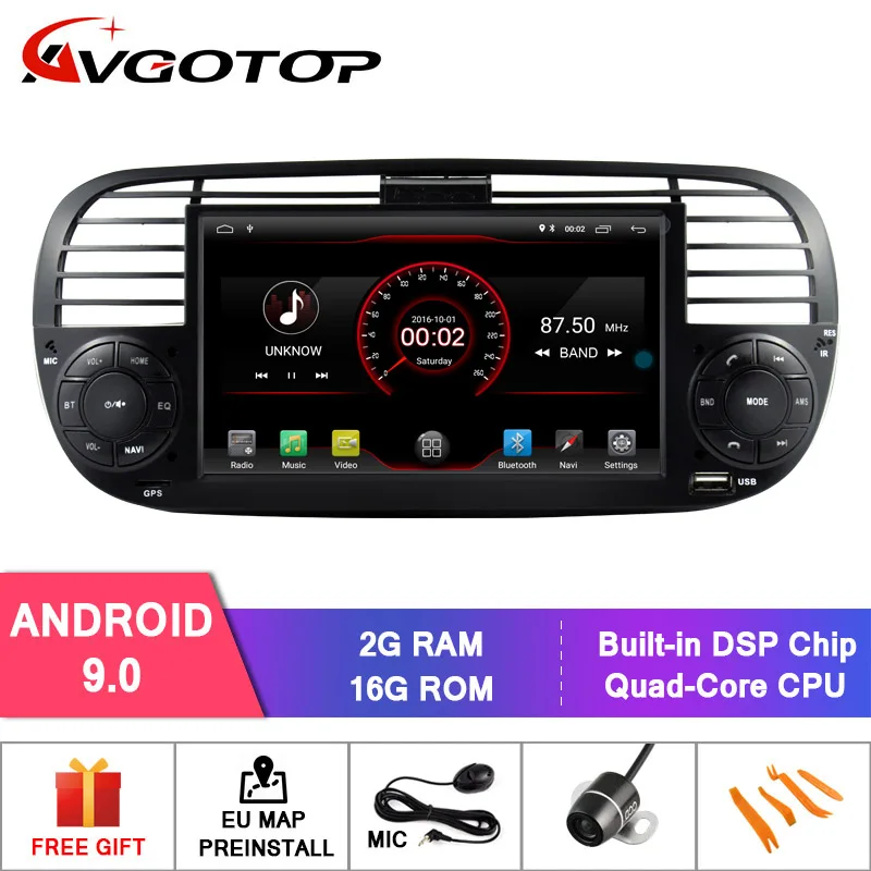 KS6779B with DSP AVGOTOP Android 9 Bluetooth gps Автомобильный плеер мультимедиа для FIAT 500 2G 16G автомобиля радио - Цвет: KS6779B with DSP