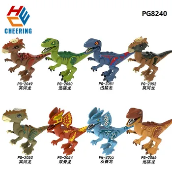 

Single Sale Building Blocks Collection Black World Dinosaurs Dilophosaurus Velociraptor Figures Model Toys For Children PG8240