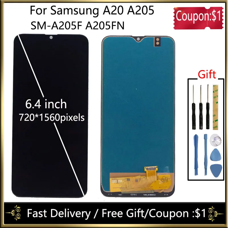 

6.4'' LCD For Samsung A20 A205 SM-A205F A205FN Display Lcd Screen A205GN A205S A205YN display Lcd Screen Digitizer Assembly