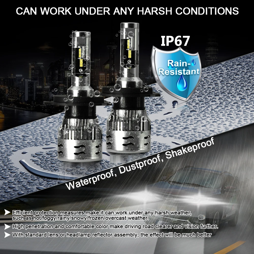 V5 ECE светодиодный налобный фонарь для автомобиля H7 H4 H11 H1 9005 9006 60 Вт 12000Lm/пара турбо