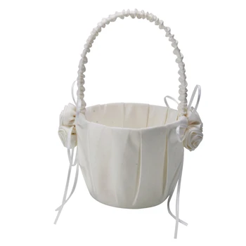 

【US Warehouse】Wedding Satin Flower Girl Basket White free shipping USA drop shipping