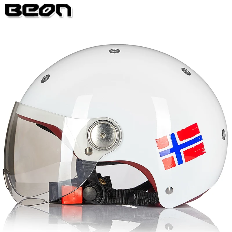 BEON мотоциклетные шлемы Ретро винтажный реактивный шлем capacete motoqueiro casco с двойными линзами Открытый мотоциклетный шлем B103 - Цвет: 18