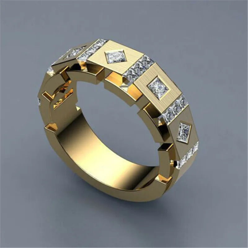 Геометрический квадратный кристалл кольцо мужские новые модные кольца для женщин ювелирные изделия Золотое обручальное кольцо мужские женские обручальные кольца Подарки