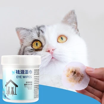 

100Pcs/Can Pet Eye Wet Wipes Dog Cleaning Paper Towels Cat Tear Stain Remover Grooming Supplies