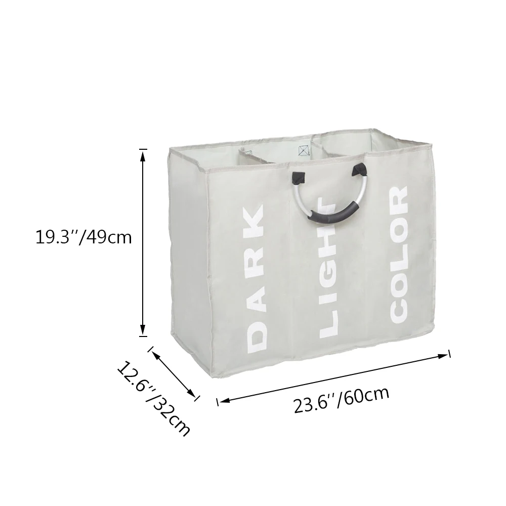 Водонепроницаемая большая корзина для хранения грязной одежды для ванной комнаты, складная корзина для хранения белья с ручками - Цвет: Light Gray60x32x49cm