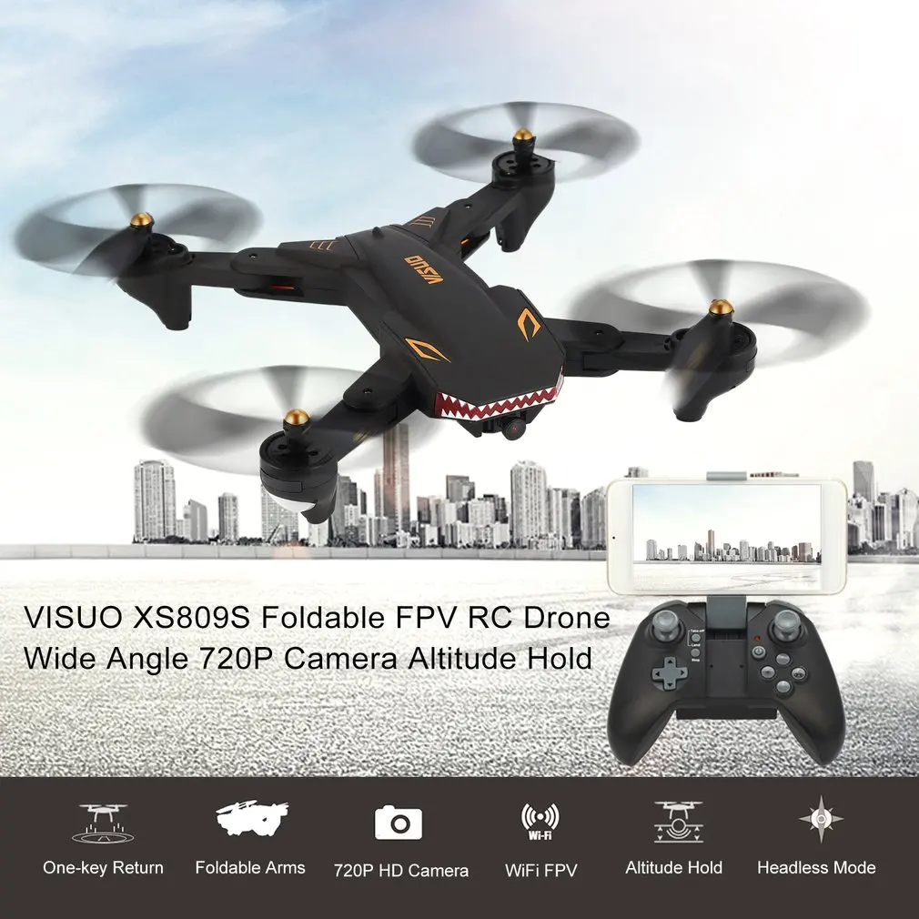 

VISUO XS809S RC Drone WiFi FPV Wide Angle 720P Camera Altitude Hold Foldable Headless Mode One Key Return Quadcopter
