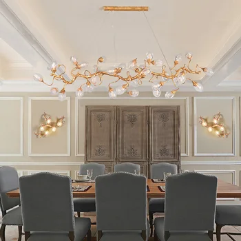 

Phube Lighting Gilding Branches Chandeliers Light Glass Fruit Chandelier Lighting Bar Salon lustre Free Shipping