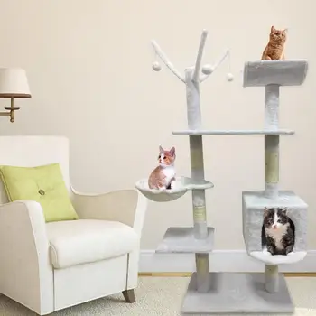 

Comfortable Cat's Tree Pet Scratching Post Kitten Climbing Post Sisal Playing Toy Climbing Frame Pet Furniture