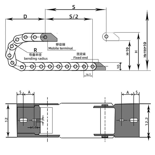 Cable Carrier - 10x15mm (0.5m Length)