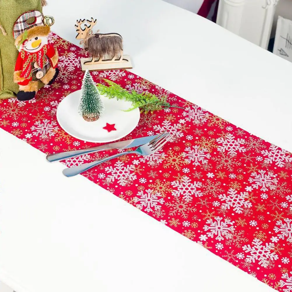 

Christmas Table Flag Cotton Linen Embroidery Decorative Tapestry Tablecloth Party Christmas Decorations For Home