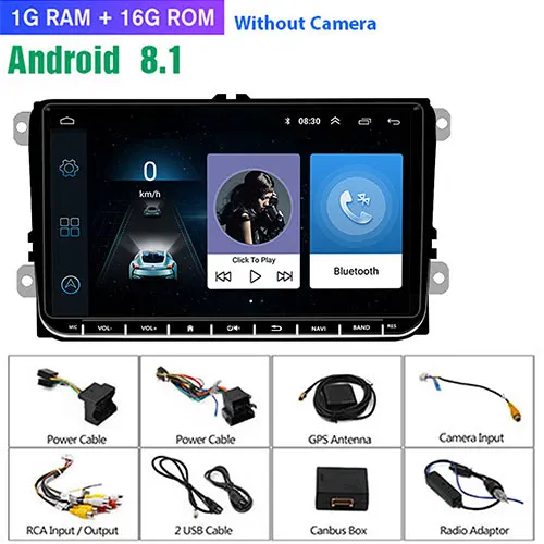 Camecho Android 9,0 автомобильный радиоприемник 9 ''HD gps навигация мультимедийный плеер для VW Passat Golf MK5 MK6 Jetta T5 EOS POLO Touran Sharan - Цвет: A1 16G