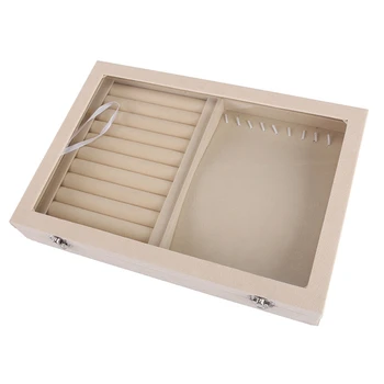 

Fleece Jewelry Box Plate Jewelry Display Earring Holder Ring Necklace Display Tray Stand Organizer Box Case Watch Display Pink R