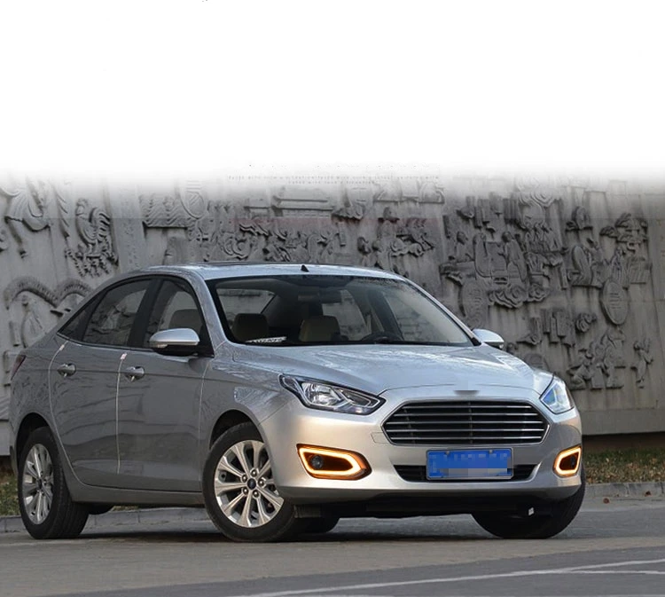 Qirun светодиодные дневные ходовые огни drl+ Противотуманные фары для Ford Escort- с динамическим движущимся желтым сигналом поворота