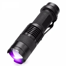 LED UV Flashlight Ultraviolet Torch With Zoom Function Mini UV Black Light Pet Urine Stains Detector Scorpion Hunting Apr10 Portable Lighting