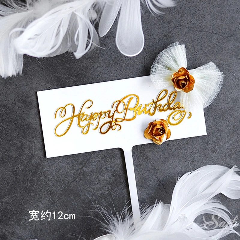 2pc bow birthday Искусственные цветы, топперы для торта, олень, день рождения, декор для юбилея, детский душ, принадлежности для выпечки, детские подарки для девочек - Цвет: 2pc bow birthday