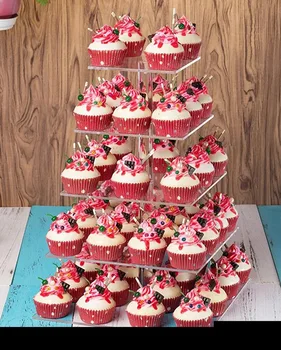 

5-Tier Square Acrylic Cake Showing Stand Wedding Party Fruit Rack Cake Rack Cake Stand