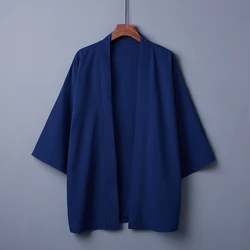 Fashion Spring Summer Plain Color Coat Japanese Kimono Cardigan Kimono Haori For Woman Man Loose Thin Outer Garment