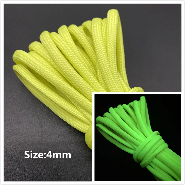 5yards/Lot 2mm 4mm Luminous Rope Para cord Parachute Cord Lanyard Rope Mil Spec Type DIY Bracelet Cord Accessories 