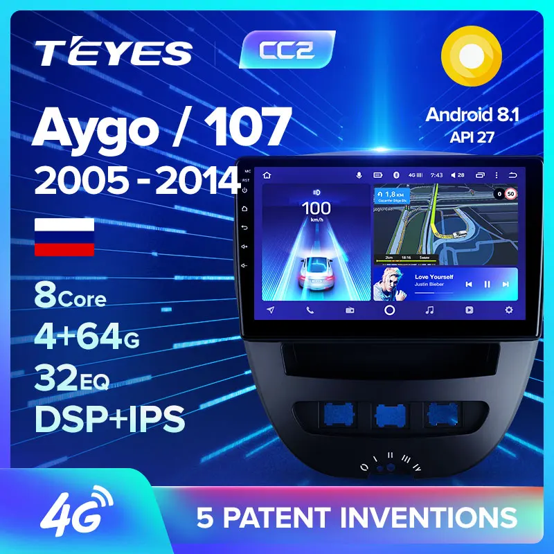 TEYES CC2 Штатная магнитола для Пежо 107 1 Тойота Айго For Peugeot Toyota Aygo 2005 2006 2008 2009 2010 2011 2012