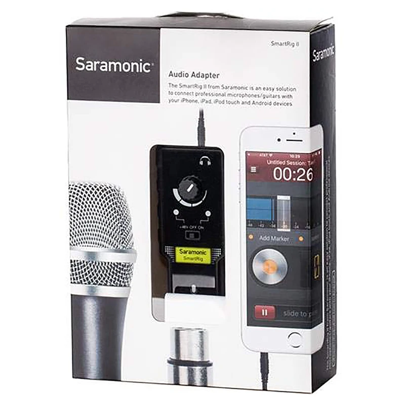 Переходник интерфейса Saramonic Smartrig Ii Pre Universal Xlr для микрофона гитары Iphone/Ipod
